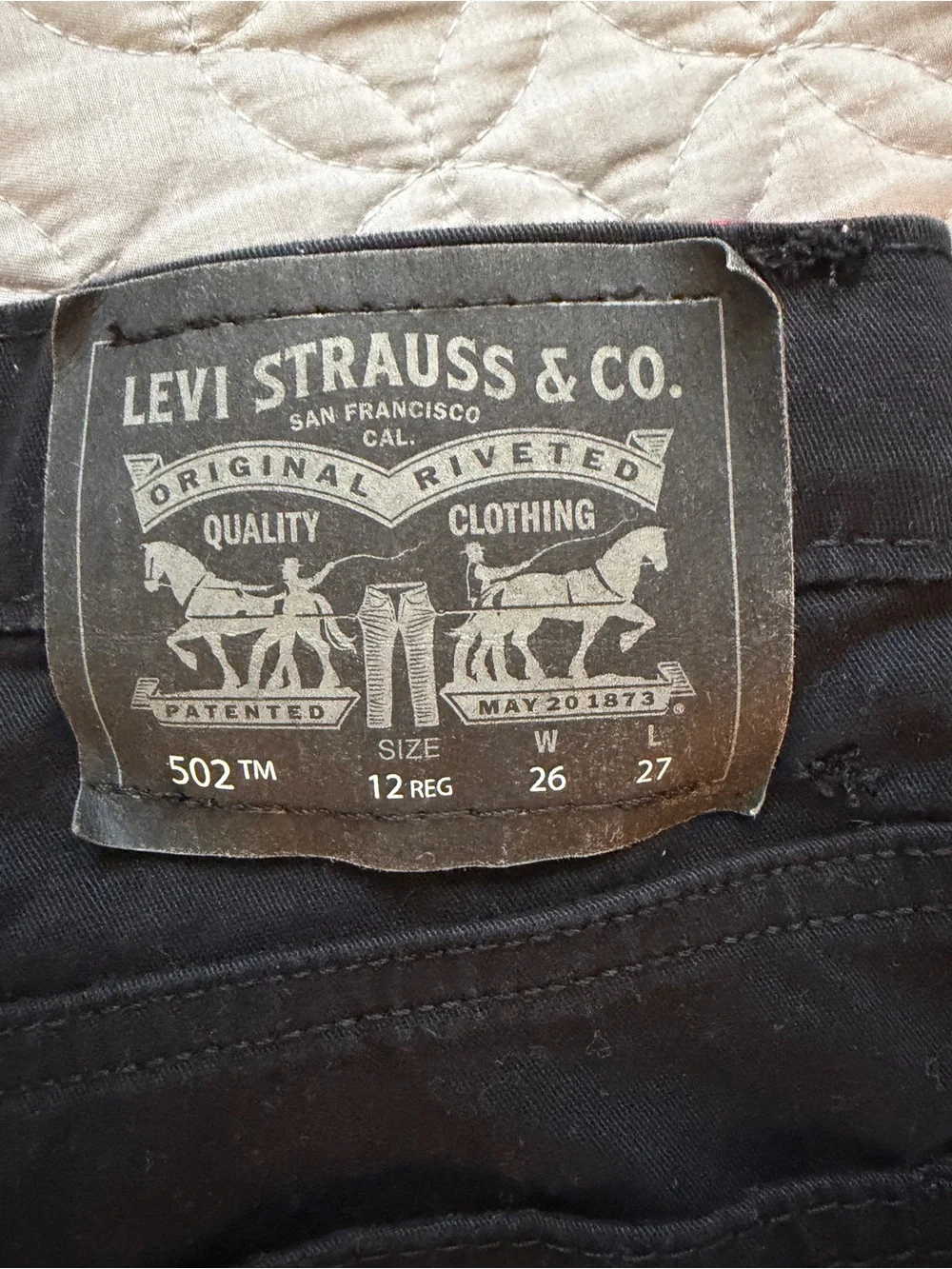 Levi's Kids Black 502 12 Regular Jeans with Red Waistband Accent